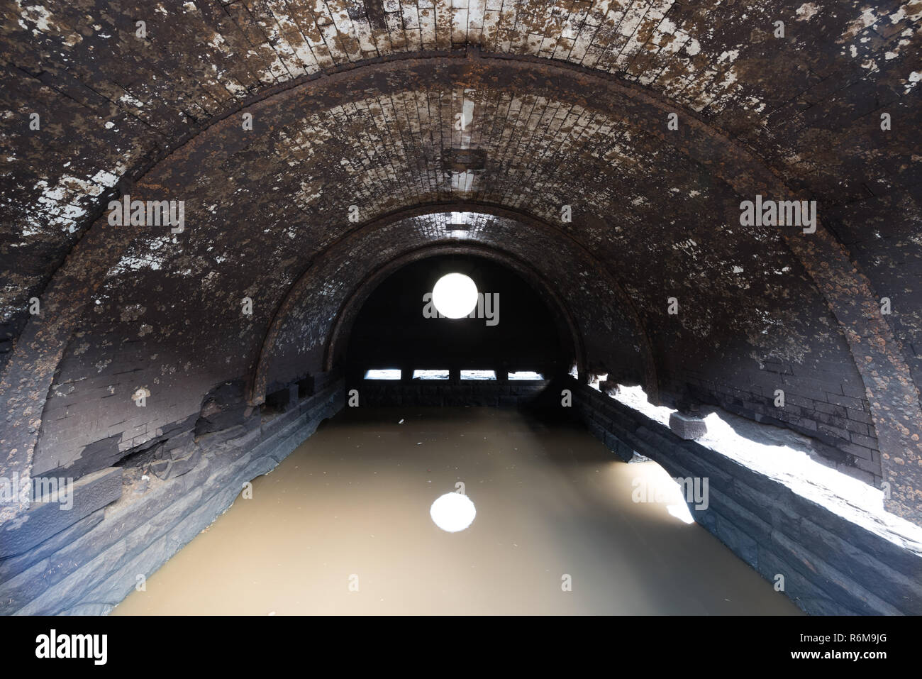 Im Pumpenhaus in der ertrunken Dorf von Derwent, Peak District National Park, England Stockfoto