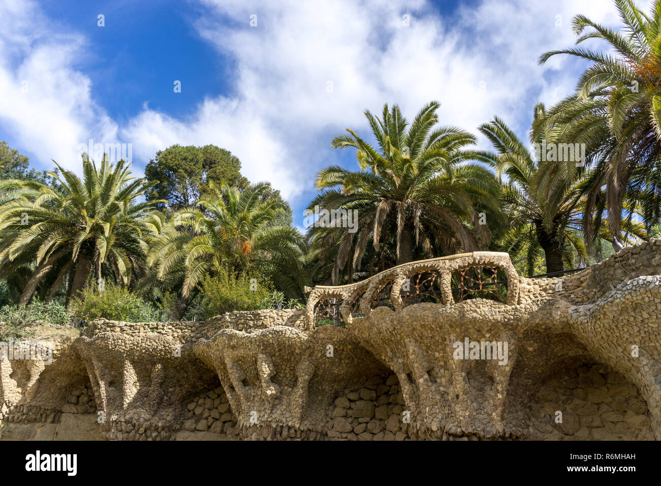 Park Guell spalten und Viadukte Stockfoto