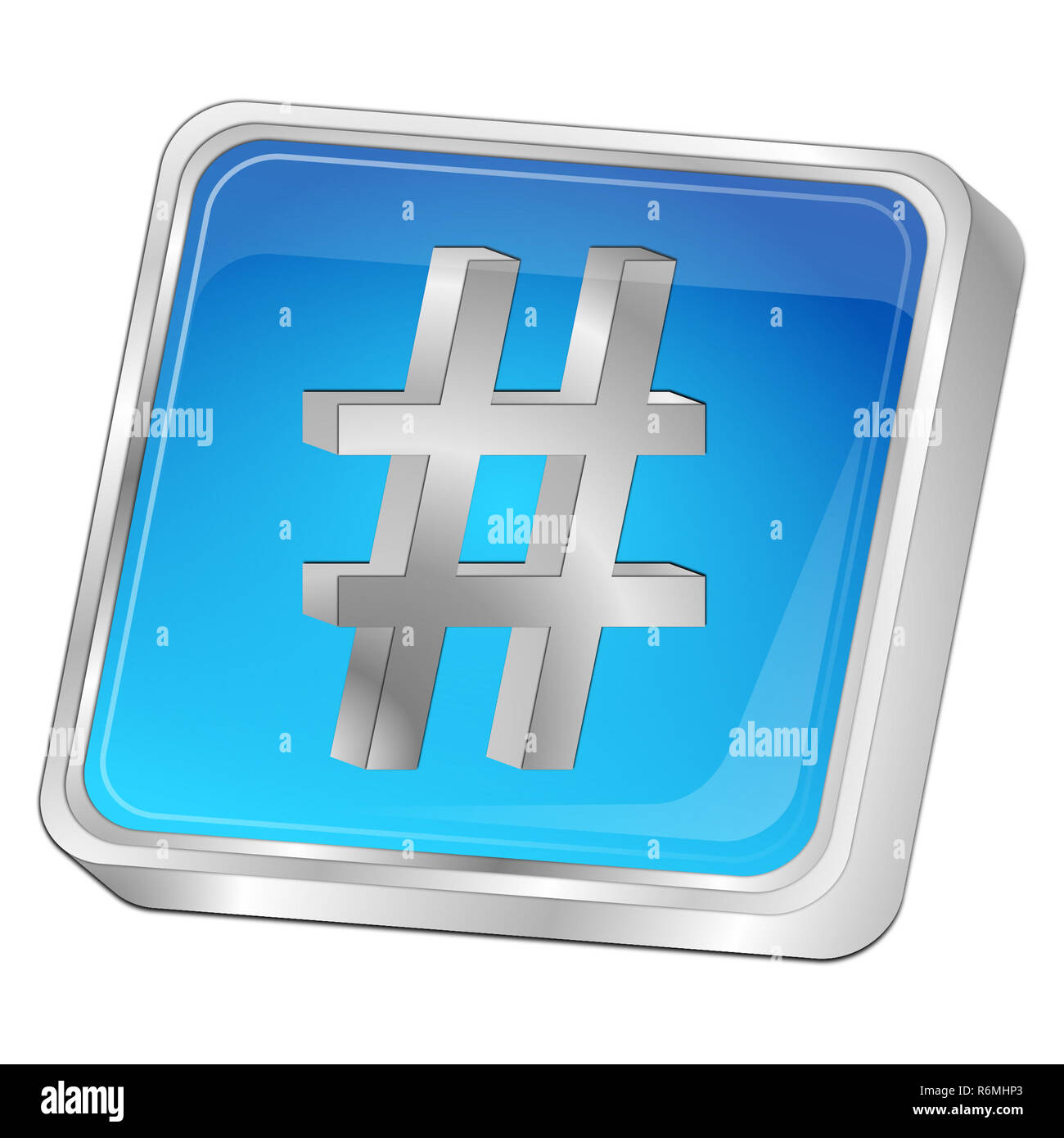 Glänzend blau Hashtag" - 3D-Darstellung Stockfoto