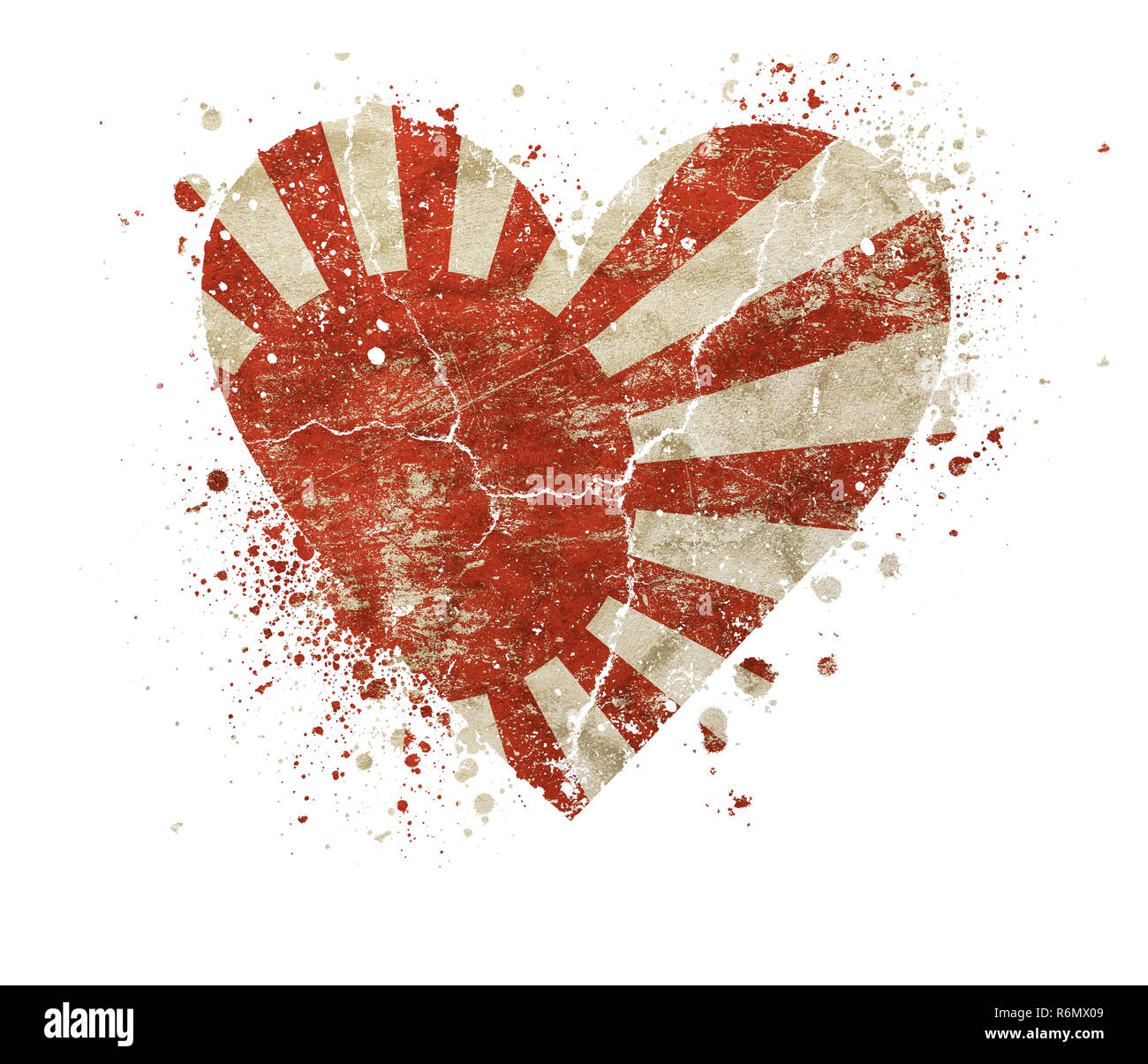 Herzförmige grunge vintage Japan Nippon Flagge Stockfoto