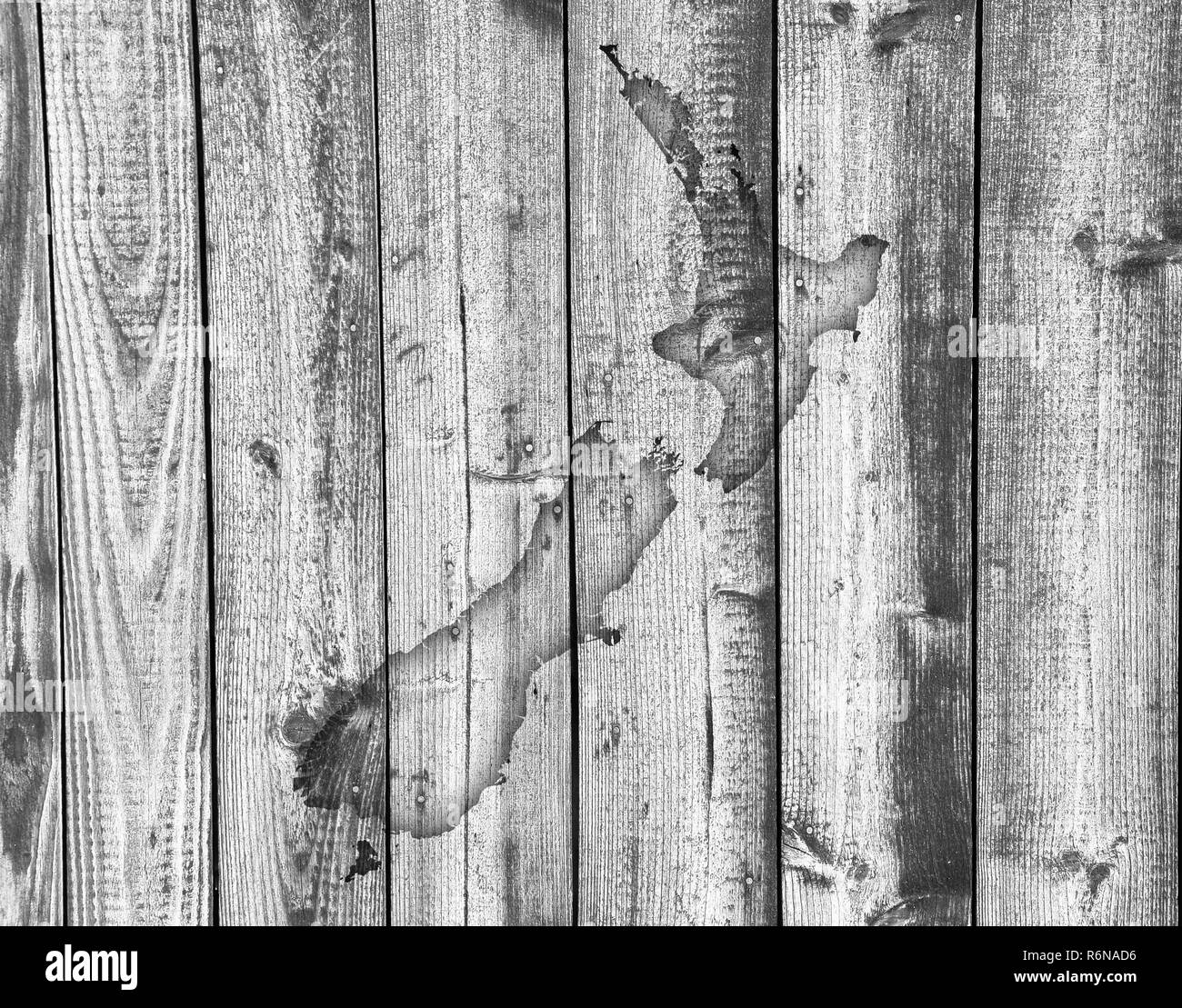 Karte von Neuseeland auf Holz Stockfoto