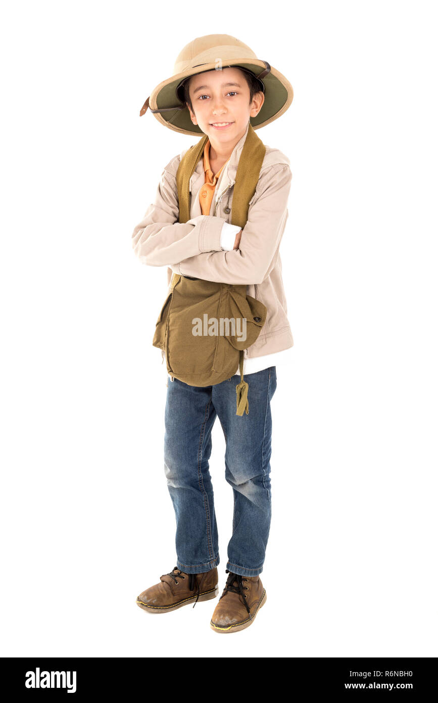 Junge in Safari Kleidung Stockfoto