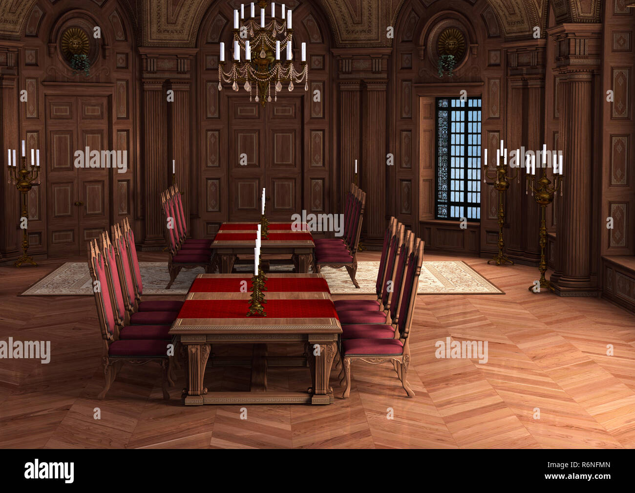 3D-Rendering Innenministerium ein Schloss im Barockstil Stockfoto