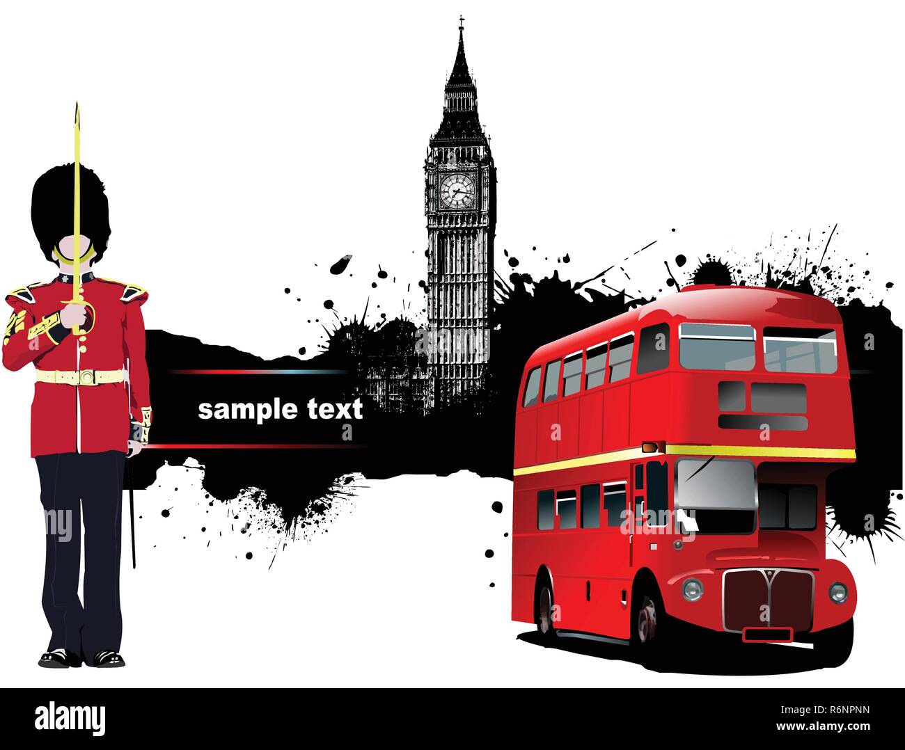 Grunge Banner mit London und Bus Bilder. Vektor-illustration Stock Vektor