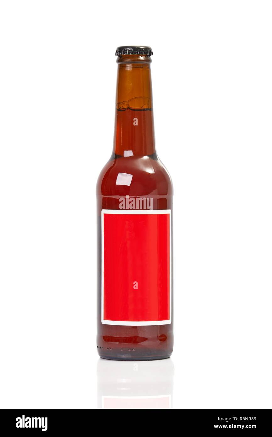 Bier Flasche auf einem weißen Stockfoto