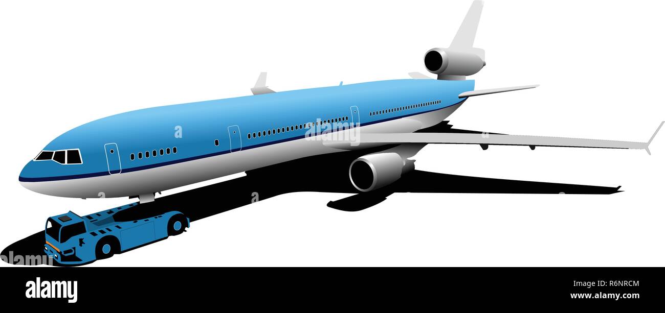 Flugzeug auf dem Flugplatz. Vektor-illustration Stock Vektor