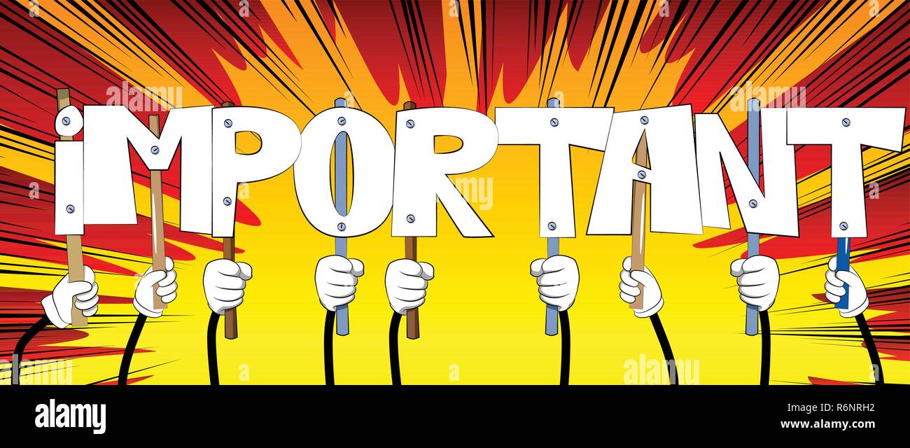Diverse Hände, die Buchstaben des Alphabets erstellt das Wort wichtig. Vector Illustration. Stock Vektor