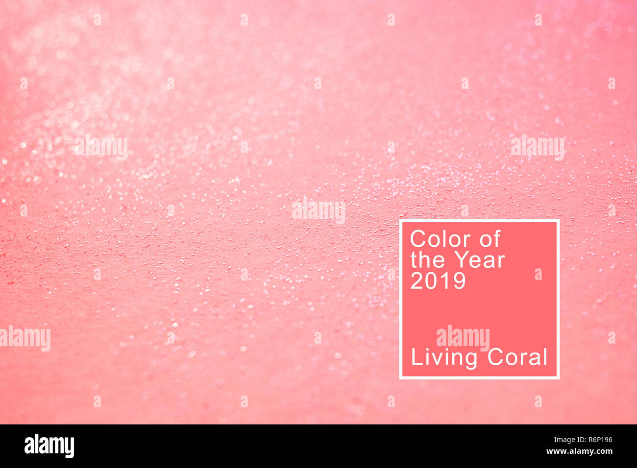 Coral Hintergrund mit Glitter. Lebende Koralle. Farbe des Jahres 2019. Stockfoto