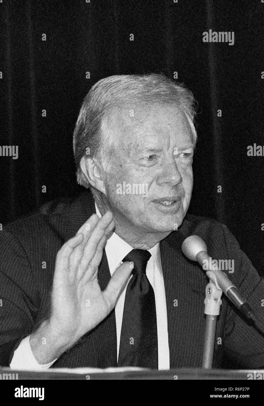 Der ehemalige amerikanische Präsident Jimmy Carter im San Francisco Presseclub, Kalifornien Stockfoto