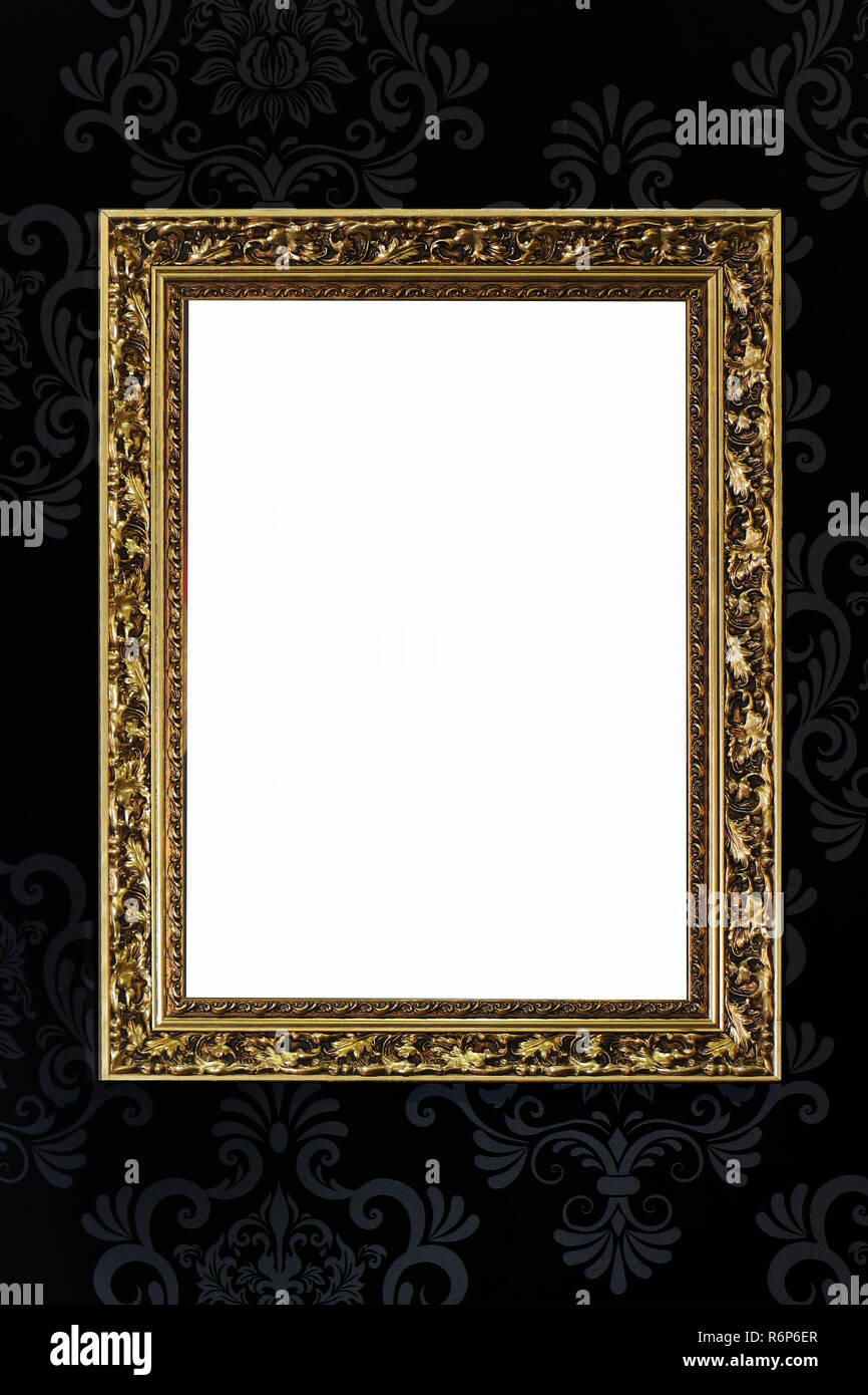 Gold frame auf Vintage Wallpaper Stockfoto