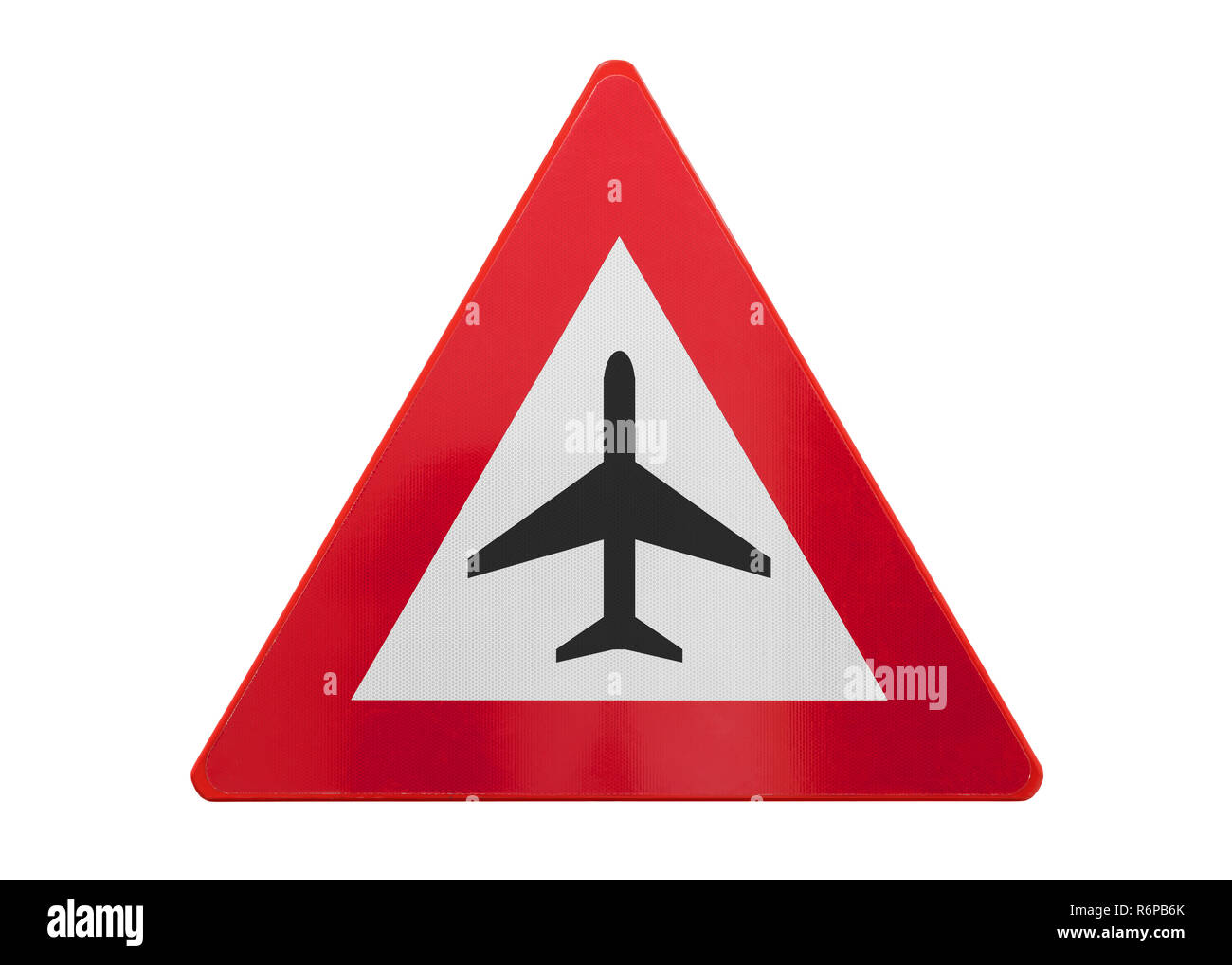 Verkehrsschild isoliert - Flugzeuge - auf weißen Isoliert Stockfoto
