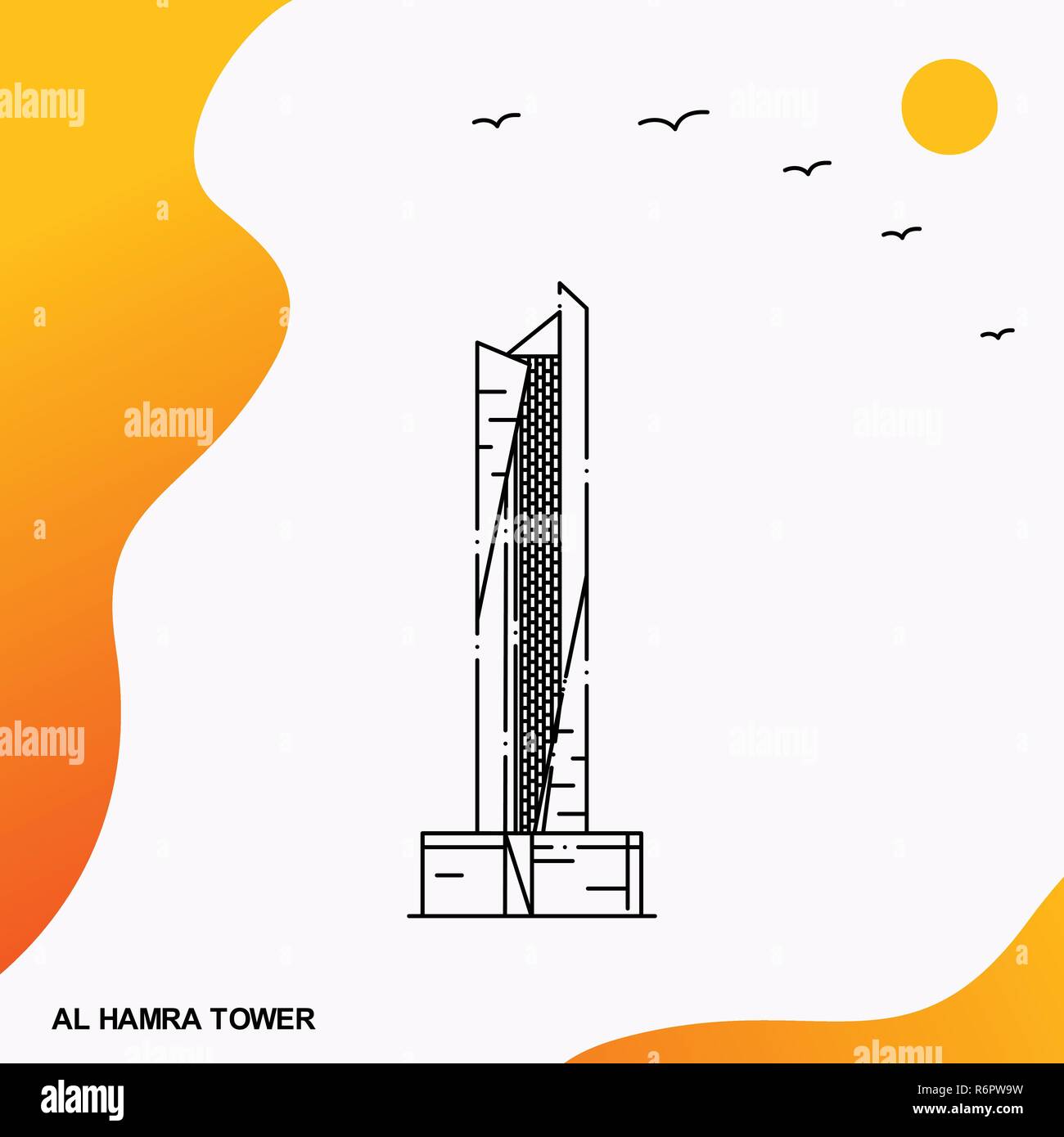 Reisen Al Hamra Tower Plakat Vorlage Stock Vektor