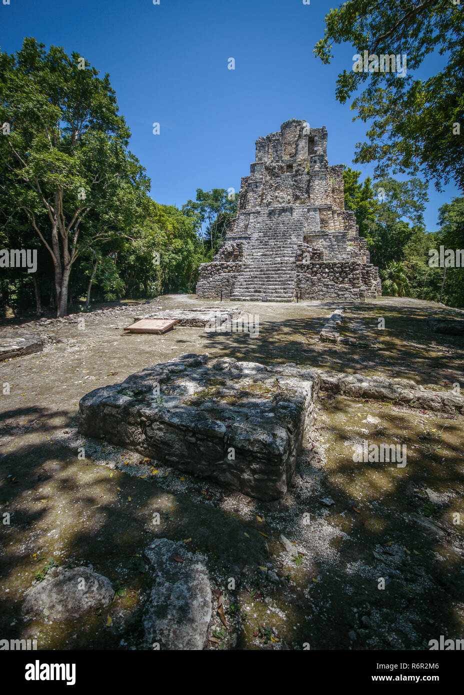 Principal Pyramide in Muyil, Riviera Maya, Mexiko Stockfoto