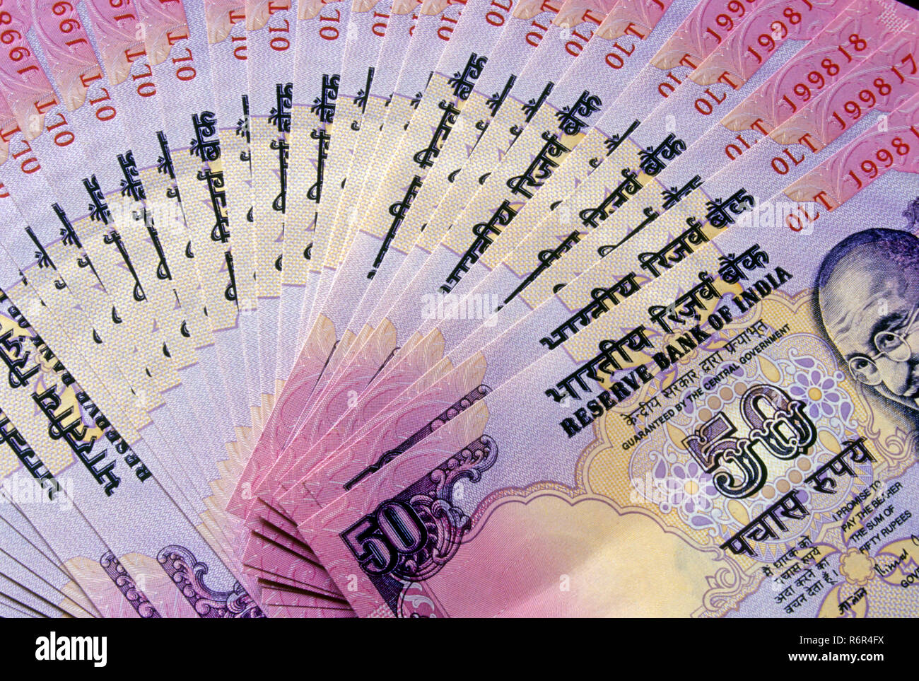Geld, Rupie, Indischer Banknoten Stockfoto