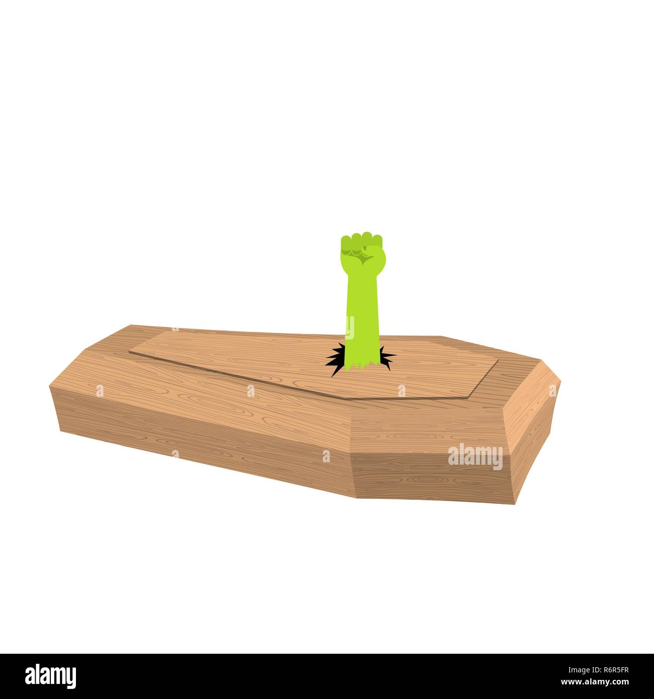 Zombie hand von Sarg. Der Grüne Mann hand Stock Vektor