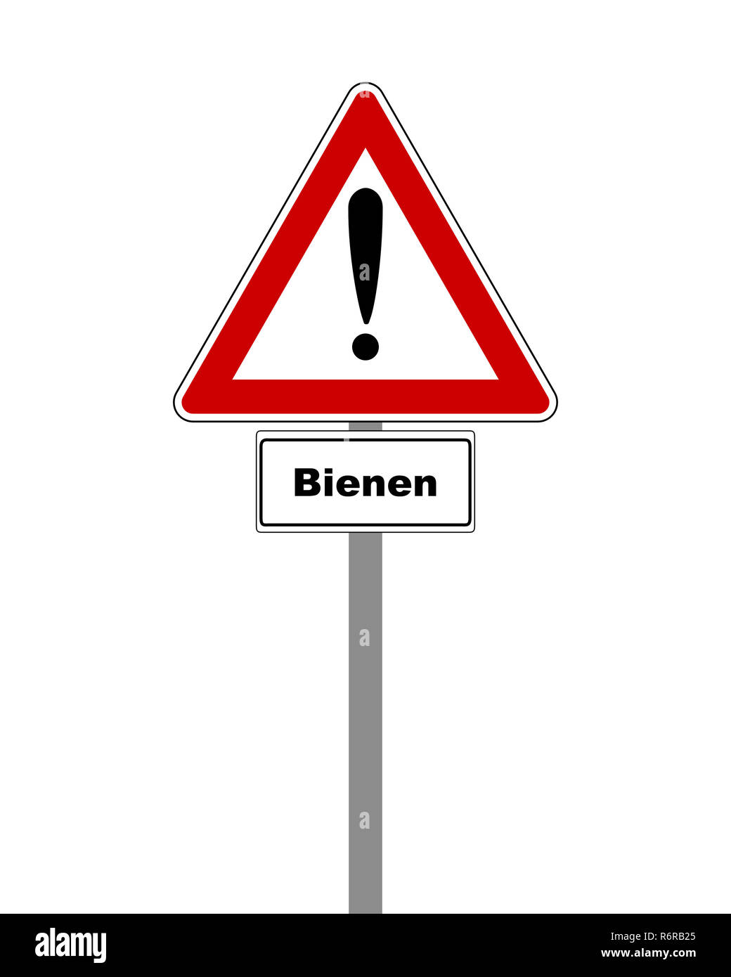 Warnschild mit Ausrufezeichen und zusätzliche Informationen Stockfoto