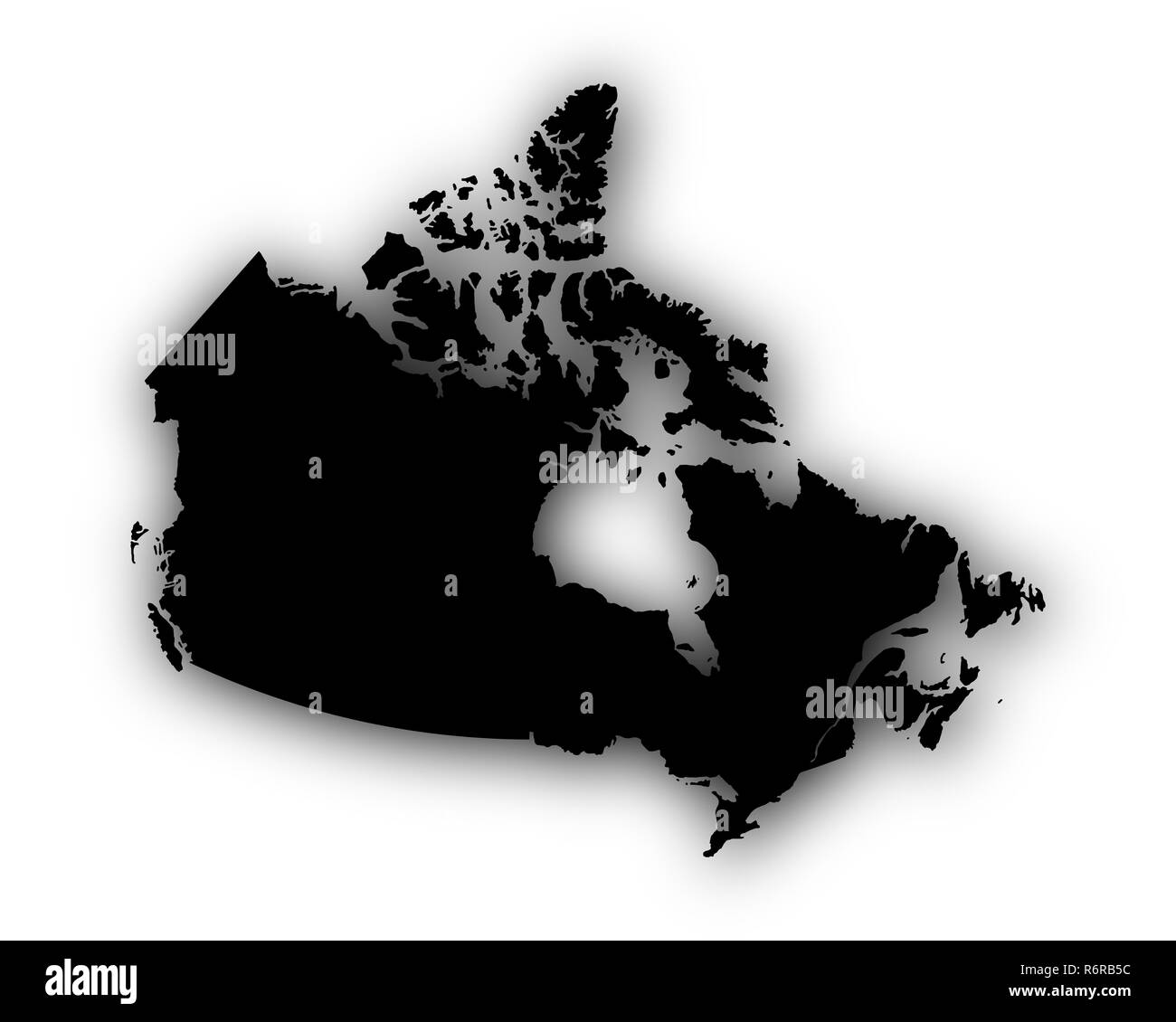 Karte von Kanada mit Schatten Stockfoto