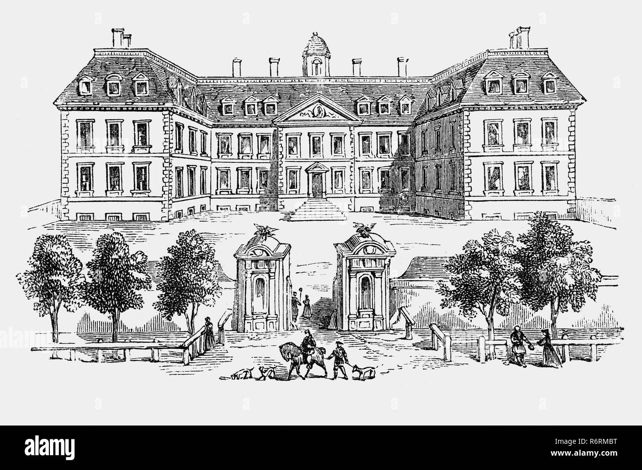 Clarendon House war eine Stadt, die Villa, die am Piccadilly in London, England stand, von den 1660er bis in die 1680er Jahre. Es war für die mächtigen Politiker Edward Hyde, 1. Earl of Clarendon erbaut und war die größte private Londoner Residenz nach der Restaurierung der Englischen Monarchie im Jahre 1660. 1667, im selben Jahr, der sein Haus fertig war, Clarendon fiel in Ungnade, nachdem die Ladung, die er Stein für Reparaturen von St. Paul's Cathedral, die nach dem großen Brand sein Haus zu bauen angeeignet hat. Im selben Jahr, am 14. Juni 1667, Samuel Pepys notierte in seinem Tagebuch: "... einige unhöfliche Leute wurden Stockfoto