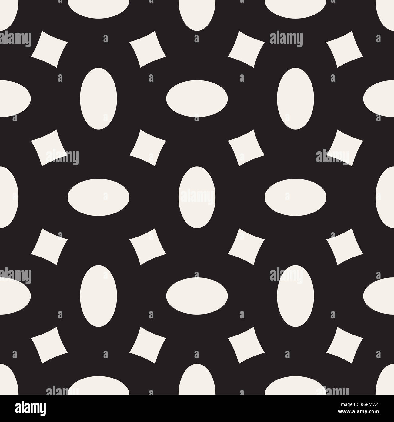 Die nahtlose Vektor geometrische Muster mit geschwungenen Formen Grid. Abstrakte monochrome runden Gitter Textur. Moderne background Design Stockfoto