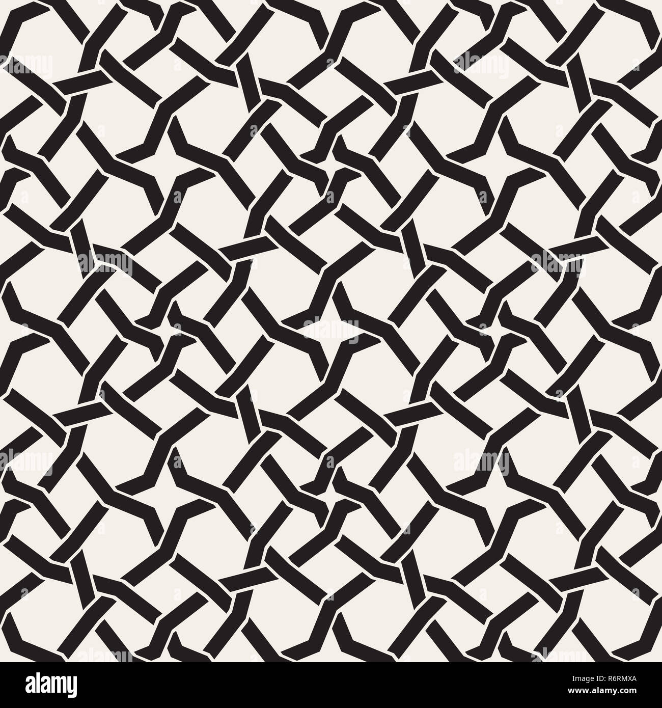 Vektor nahtlose schwarz-weiß islamischen Star Verflechtung geometrische Linienmuster Stockfoto