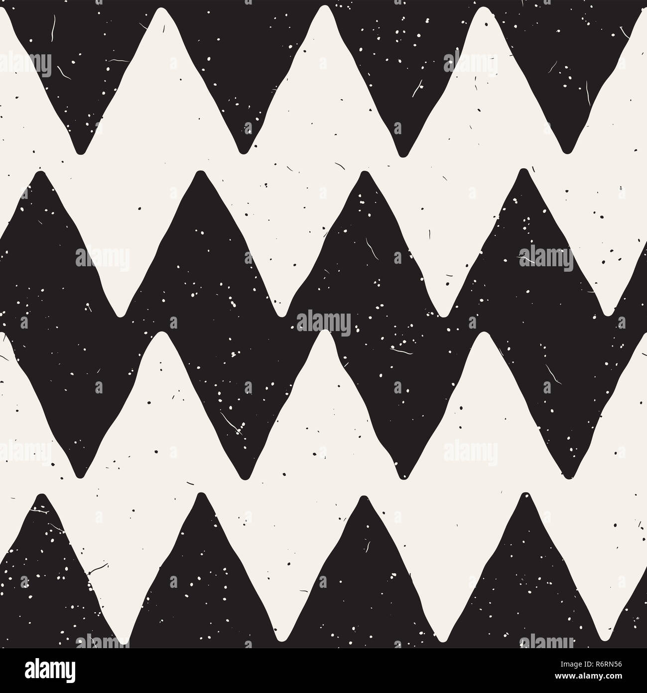 Hand abstract nahtlose Muster in Schwarz und Weiß gezeichnet. Retro grunge Freehand gezackten Linien Textur. Stockfoto