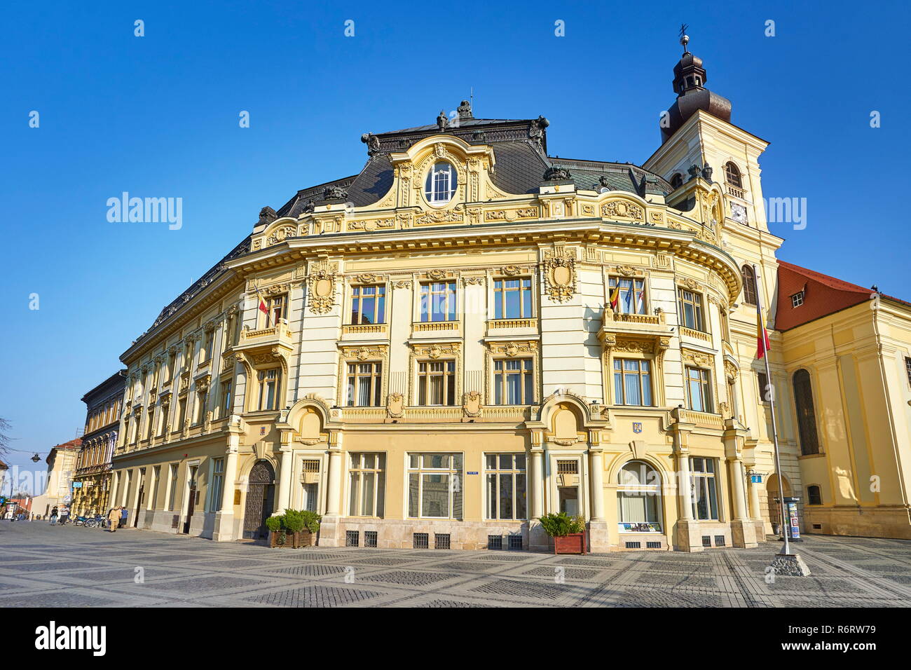 Rathaus in großen Platz, Sibiu, Siebenbürgen, Rumänien. Stockfoto