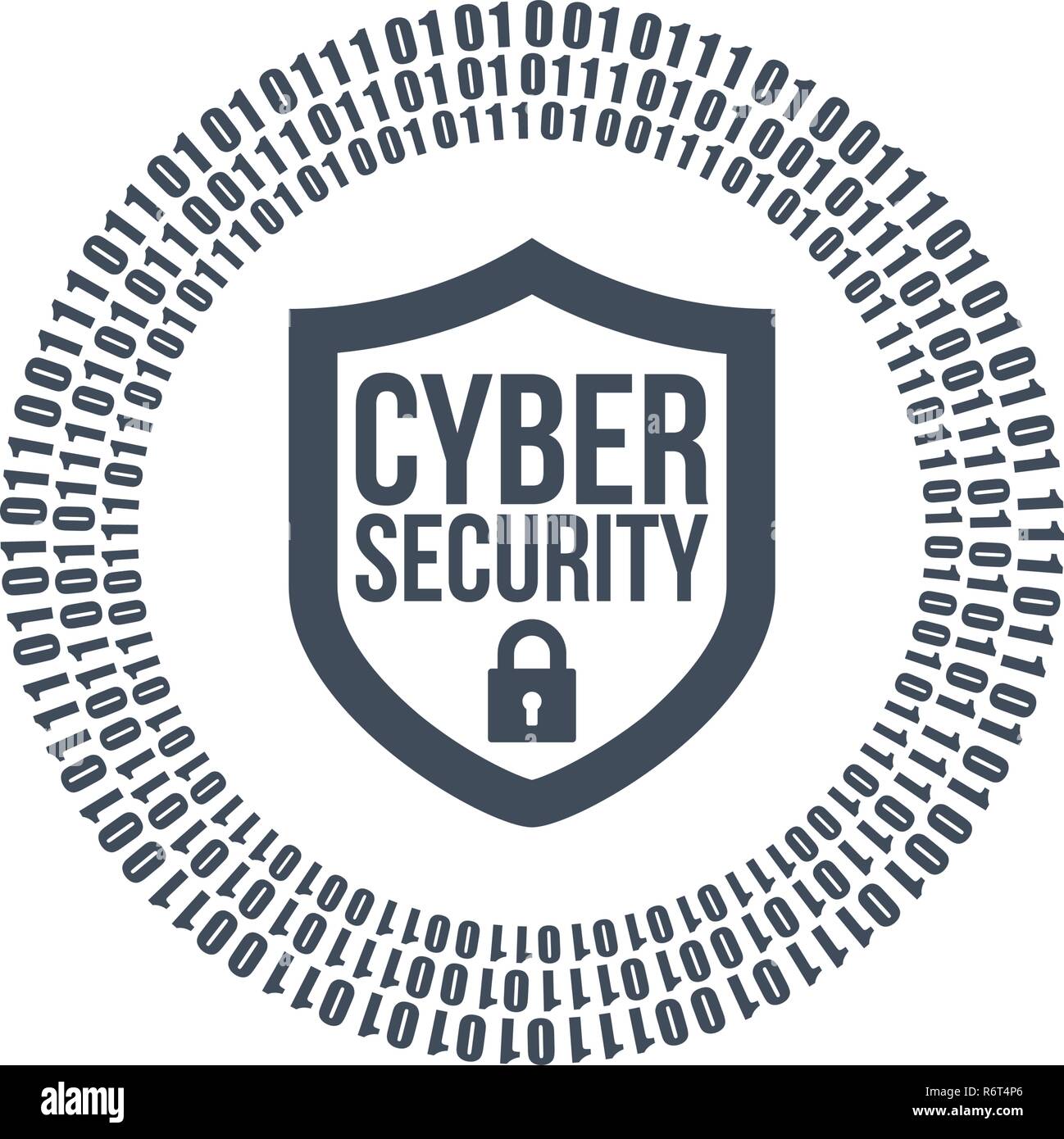 Cyber Security Shield Symbol oder Logo. binären digitalen Kreise und Sperren. Vector Illustration auf weißem Hintergrund. Stock Vektor
