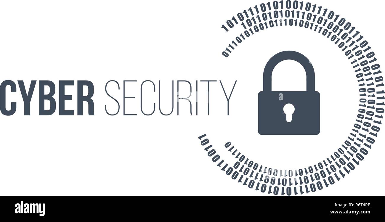 Abstrakte Konzept Cyber Security mit Verriegelung und binären Kreise um ihn herum. Vector Illustration auf weißem Hintergrund. Stock Vektor