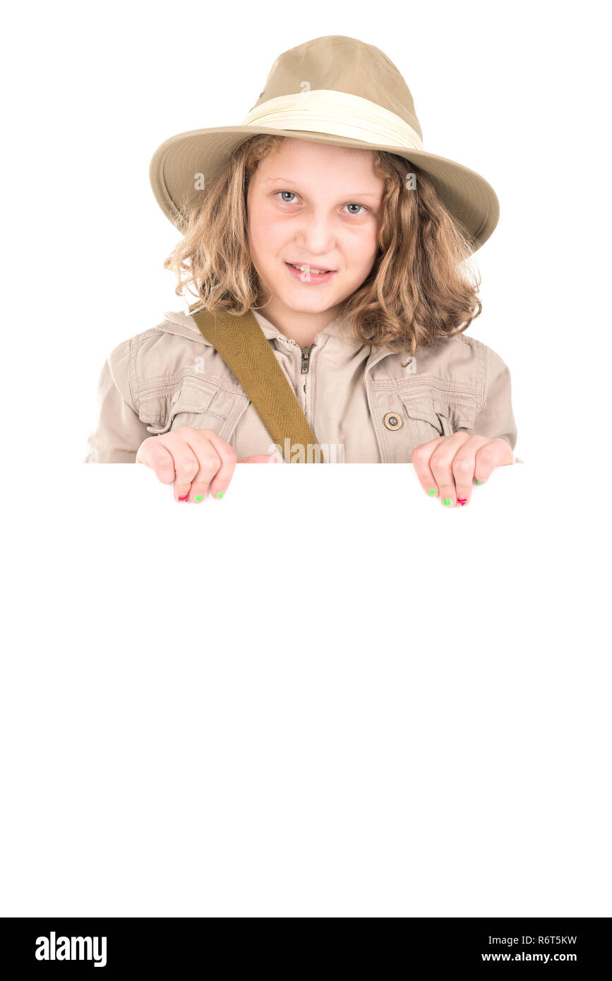 Mädchen in Safari Kleidung Stockfoto