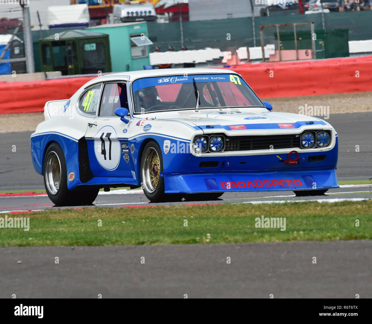 John Young, Steve Soper, Ford Capri, Super Tourenwagen, Silverstone Classic 2014, 2014, Classic Racing Cars, historischen Rennwagen, HSCC, Jet, Jet-Sup Stockfoto