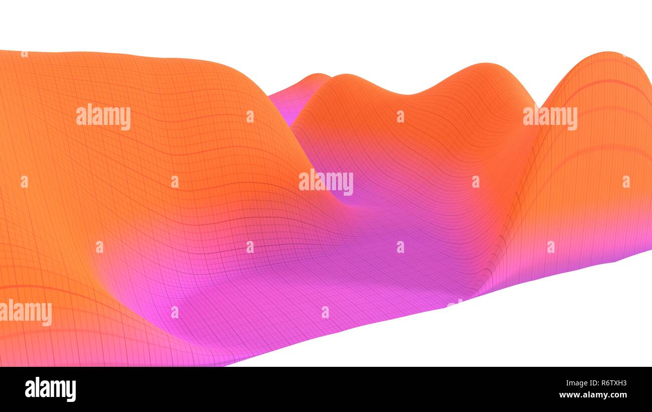 Bunte Oberfläche dimensionale Gitter Landschaft Grafik der mathematischen Funktion 3D-Darstellung Stockfoto