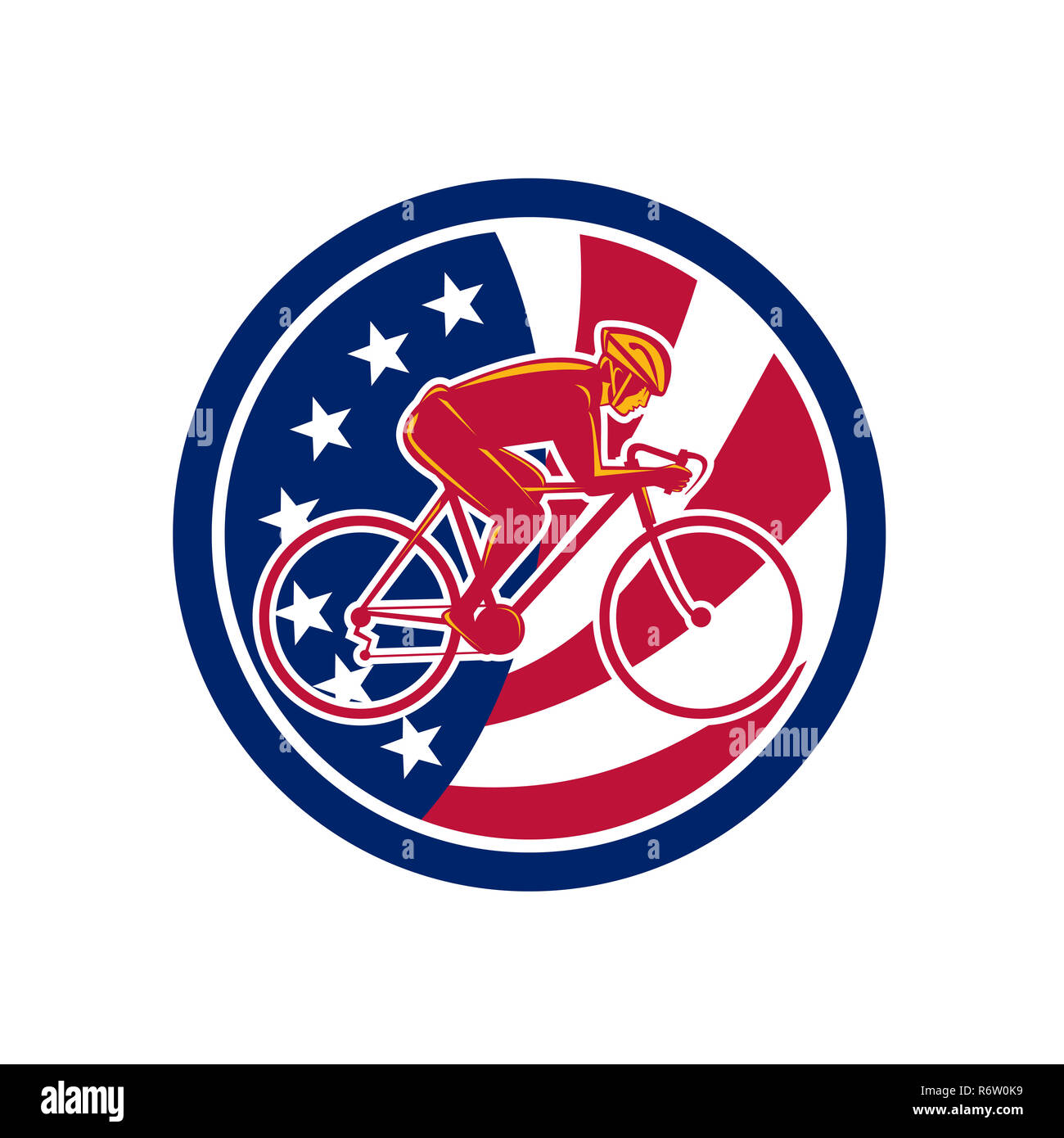 Amerikanischer Radfahrer Radfahren USA-Flagge Symbol Stockfoto
