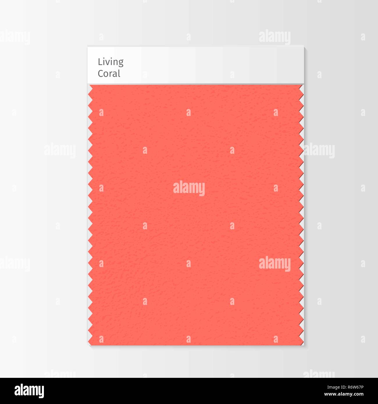 Stoffmuster, Textil swatch Vorlage für Innenarchitektur Moodboard mit lebenden Korallen 2019 Farbe des Jahres. Trendige Farben, rot Stück Stoff. Vector Illustration für Werbung Stock Vektor