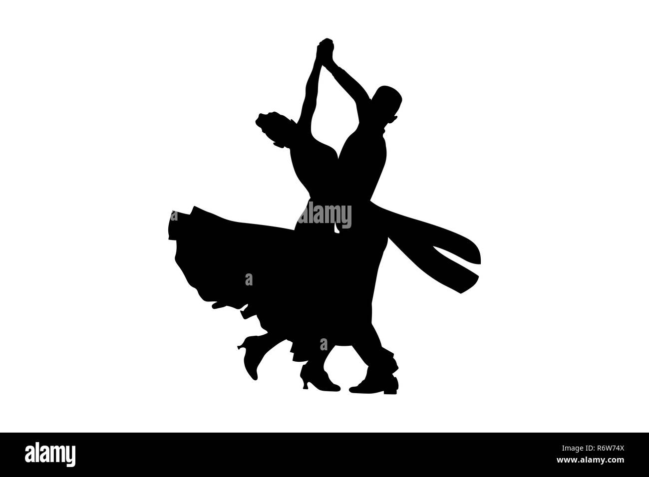 Tanzsport Gesellschaftstanz Paare Tänzer schwarze Silhouette Stockfoto