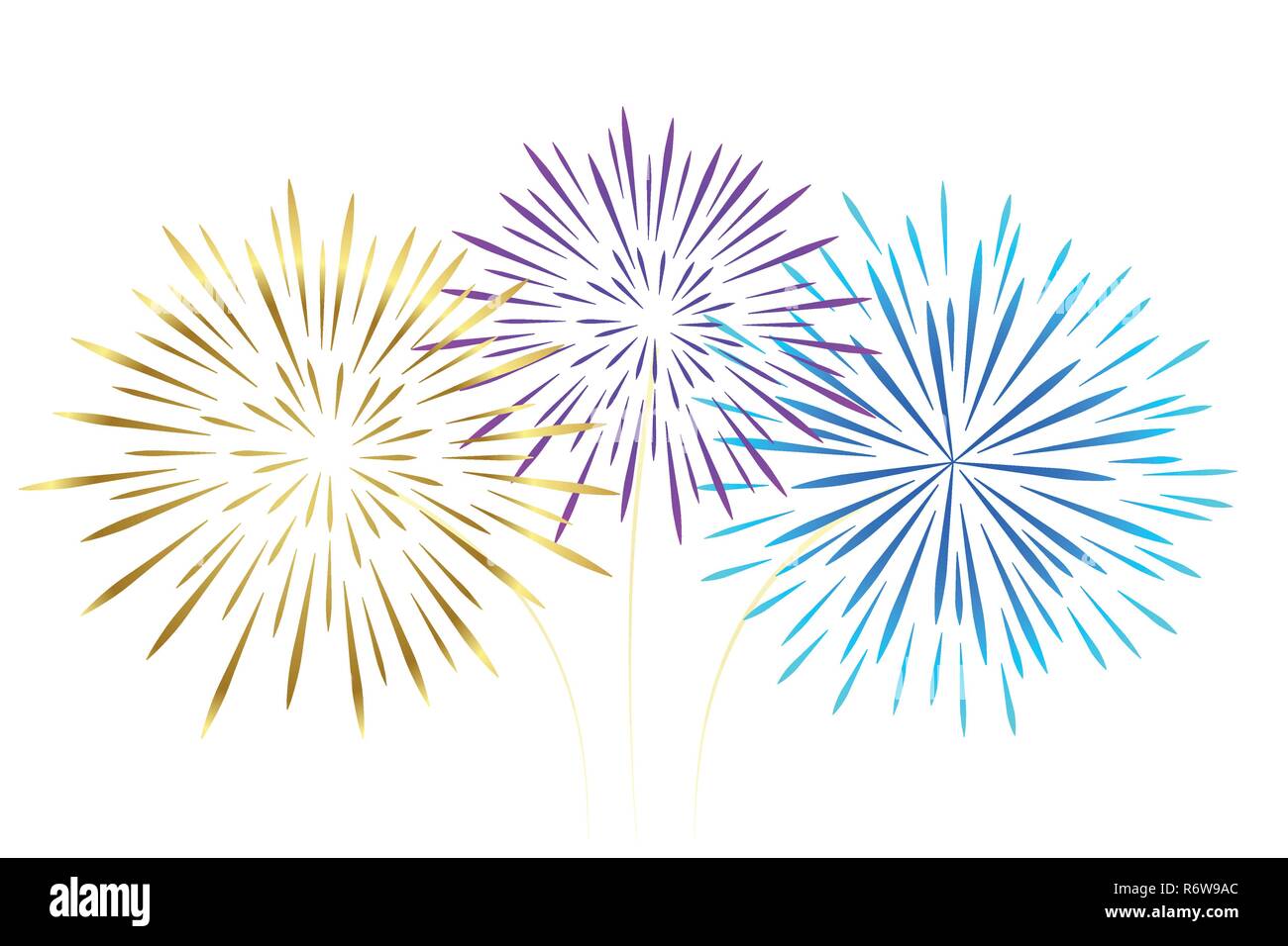 Buntes Feuerwerk gold Rosa und Blau auf weißem Hintergrund Vektor-illustration EPS 10 isoliert Stock Vektor