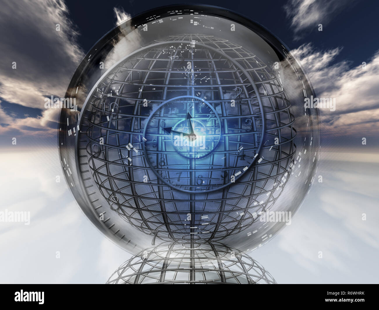 Time Warp. Spirale der Zeit nach innen Crystal Ball. Stockfoto