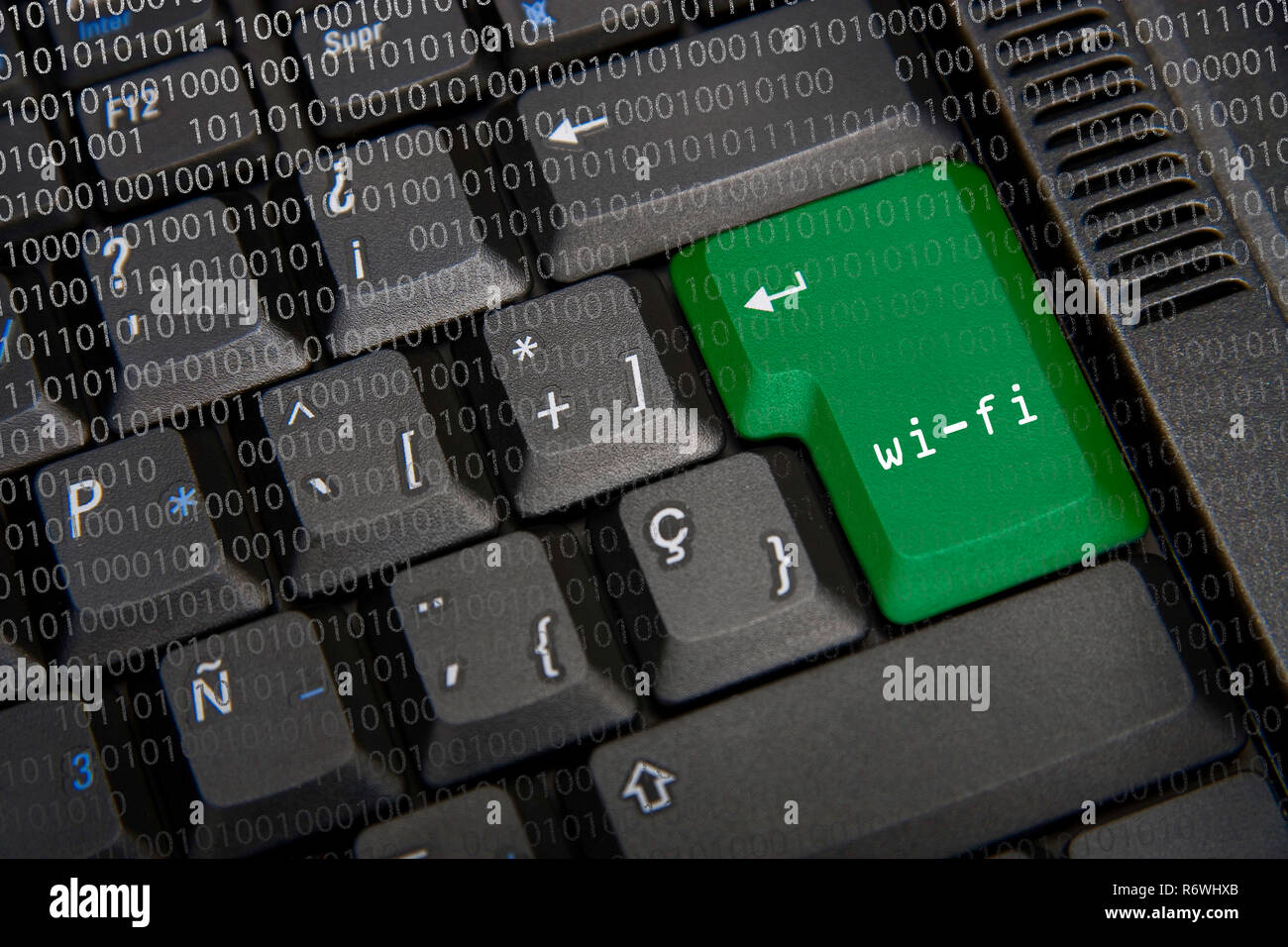 Tastatur in Schwarz mit Schlüssel Wi-fi Stockfoto