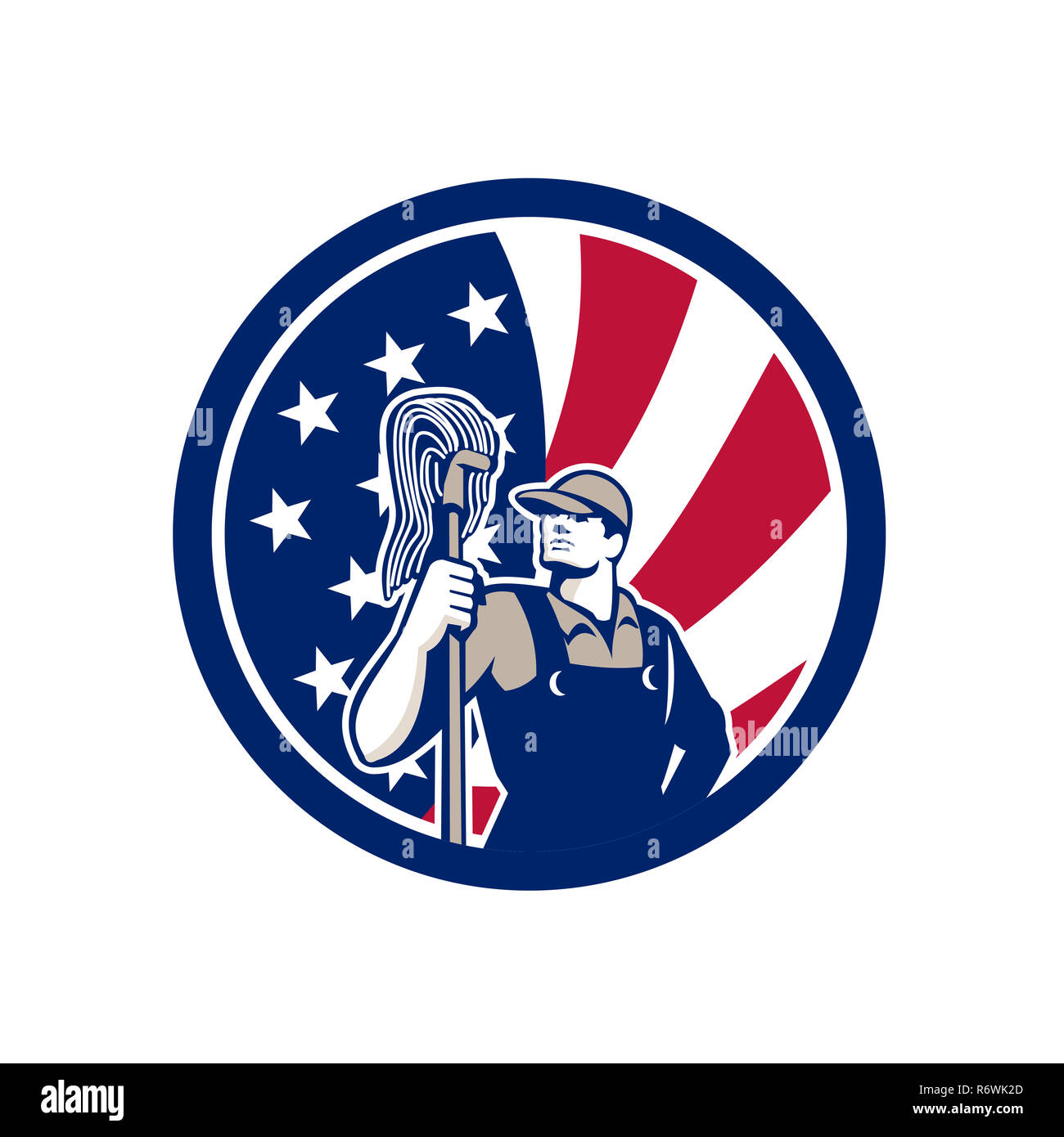 Amerikanische industrielle Reiniger USA-Flagge Symbol Stockfoto