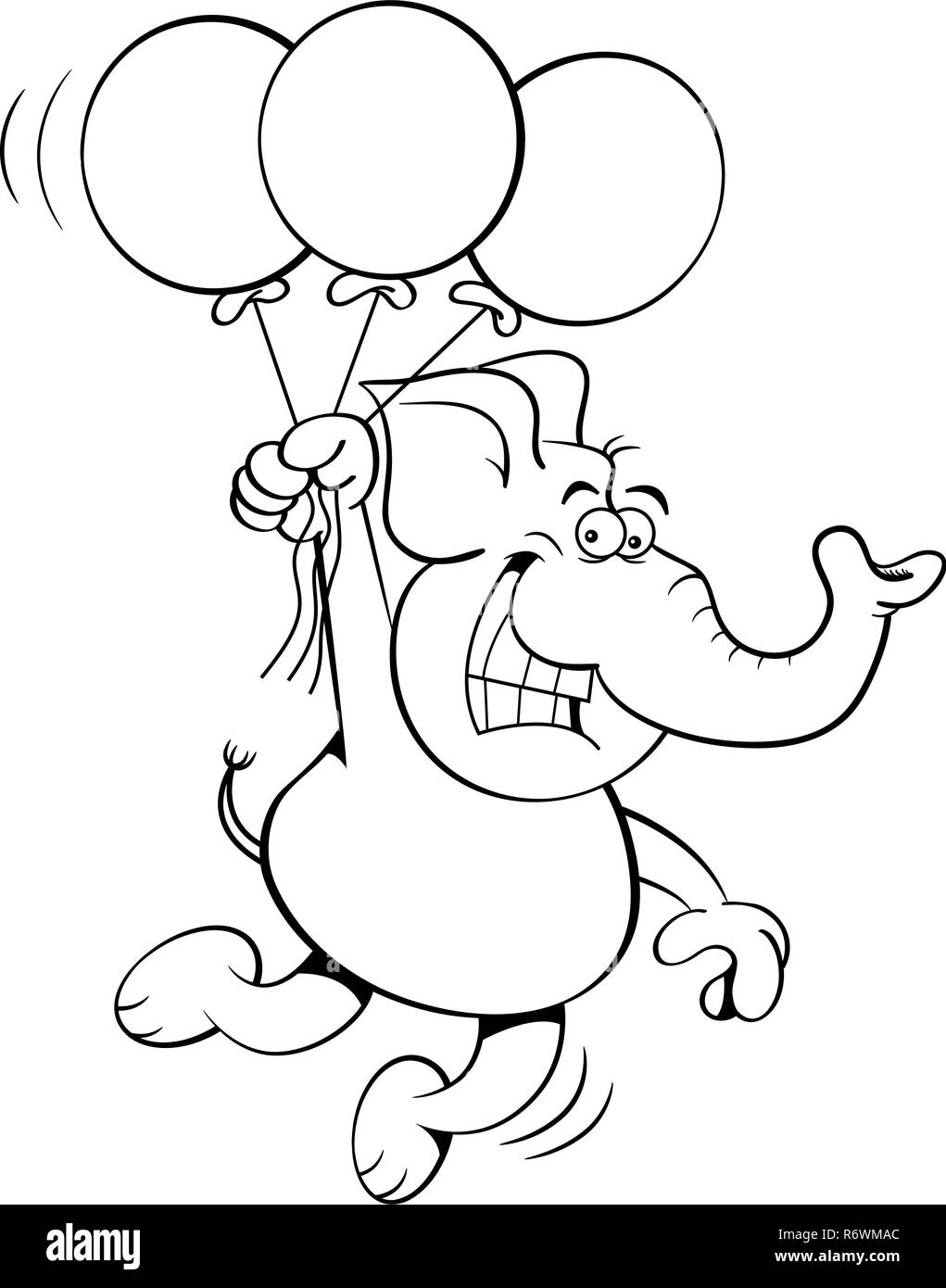 Schwarz und weiß Abbildung eines Elefanten holding Schwarz und weiß Abbildung eines Elefanten holding