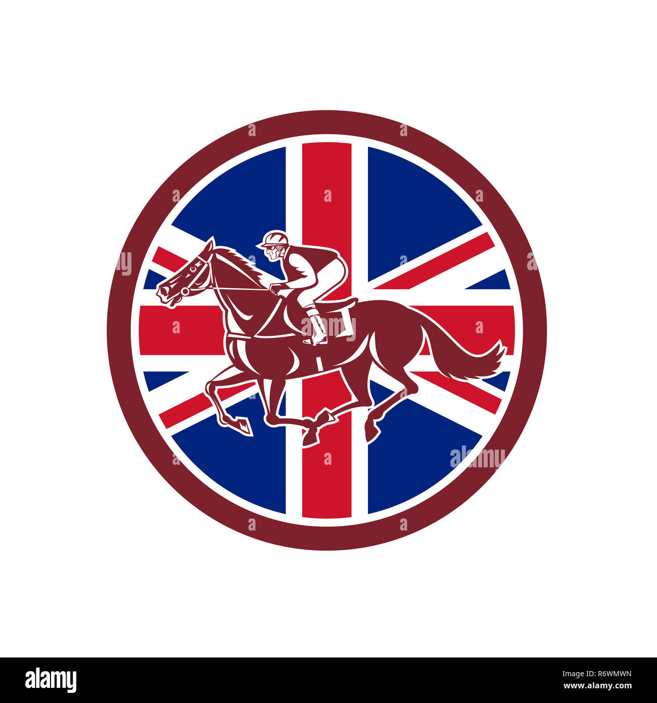 Britische Jockey Horse Racing Union Jack Flagge Stockfoto