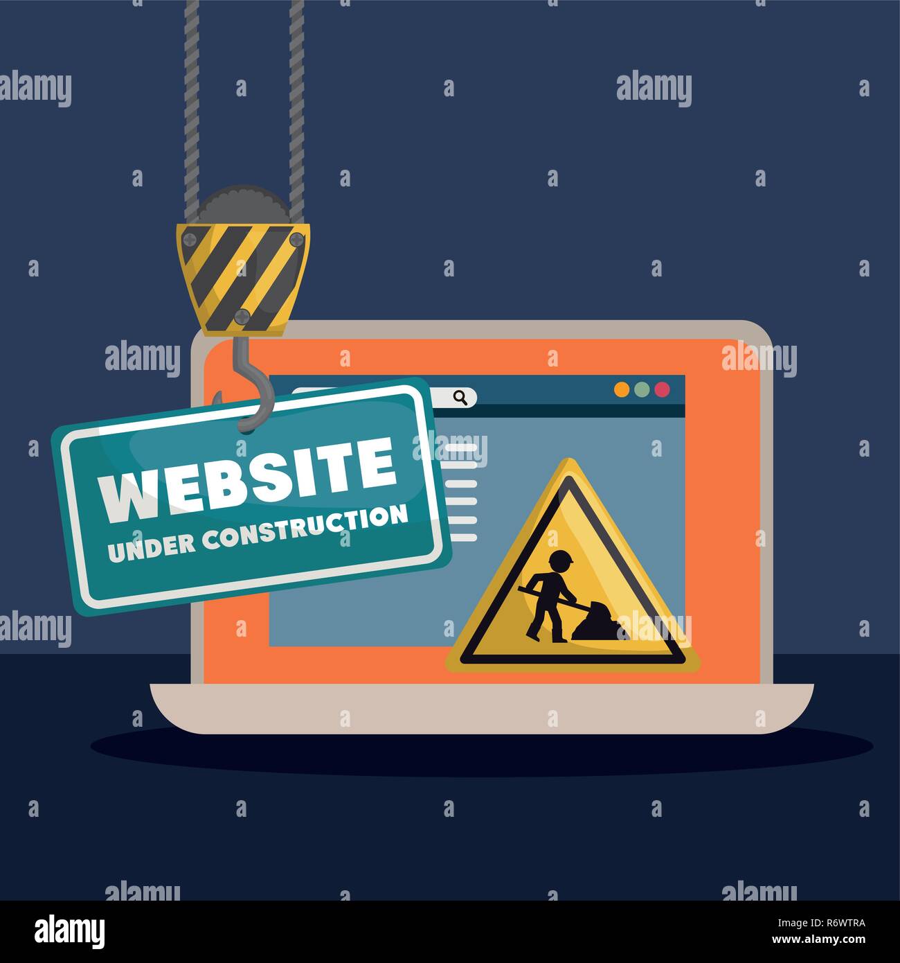 Webseite Im Aufbau Mit Laptop Vector Illustration Design Stock Vektorgrafik Alamy