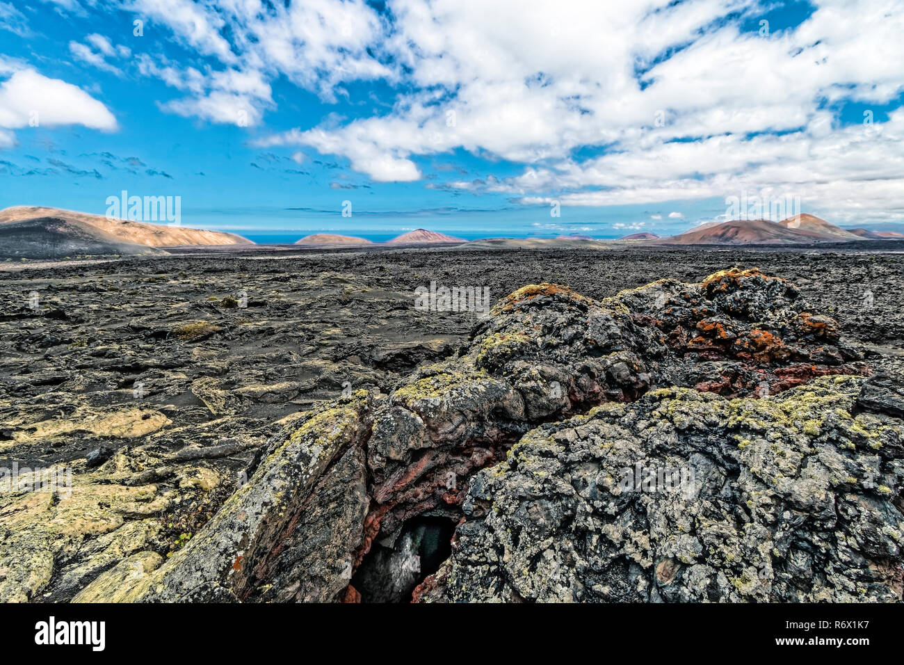 Lanzarote - lava Felder in der Caldera Blanca Stockfoto