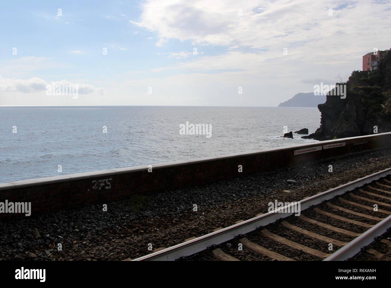 Eisenbahn in Manarola, Cinque Terre, Italien Stockfoto