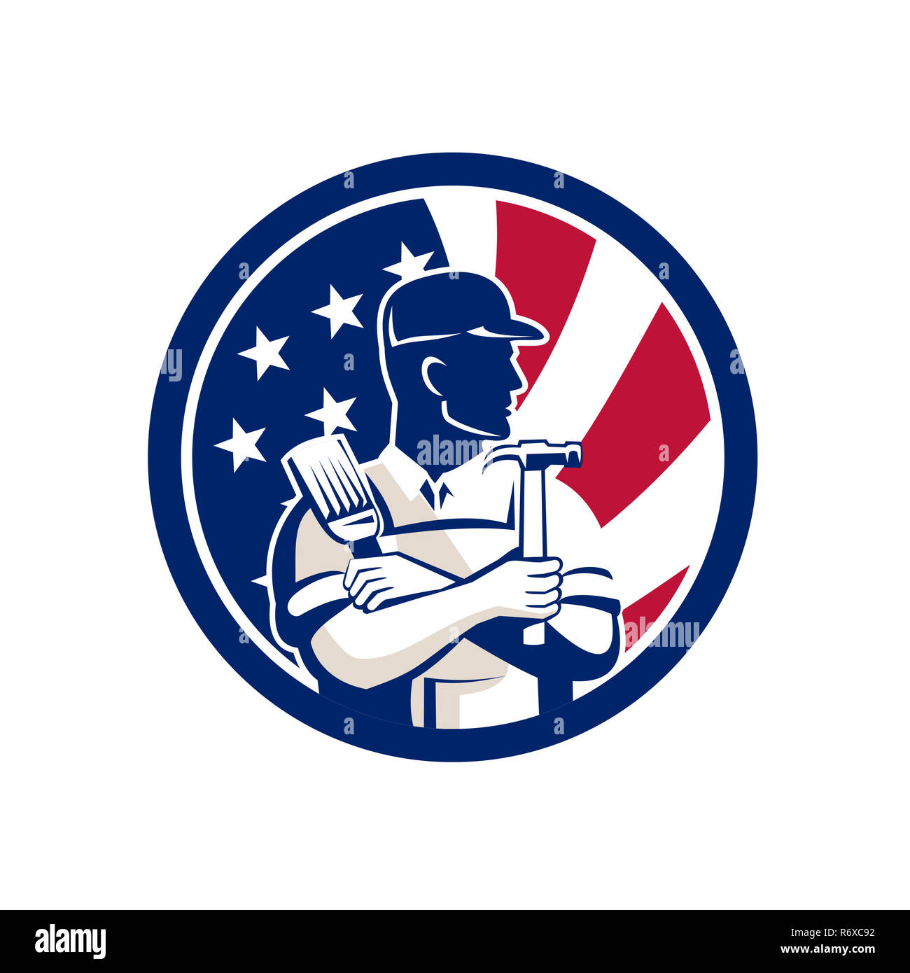 Amerikanische DIY-Experte USA-Flagge Symbol Stockfoto