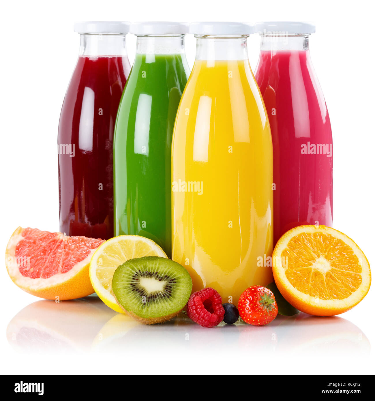 Saft smoothie Smoothies Flasche Fruchtsaft Obst isoliert Früchte isoliert Freistehend Stockfoto