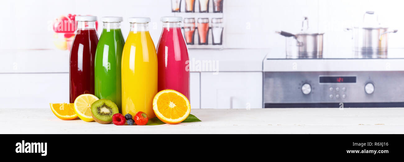 Saft smoothie Smoothies Flasche Orangensaft Fruchtsaft Obst banner Früchte Stockfoto