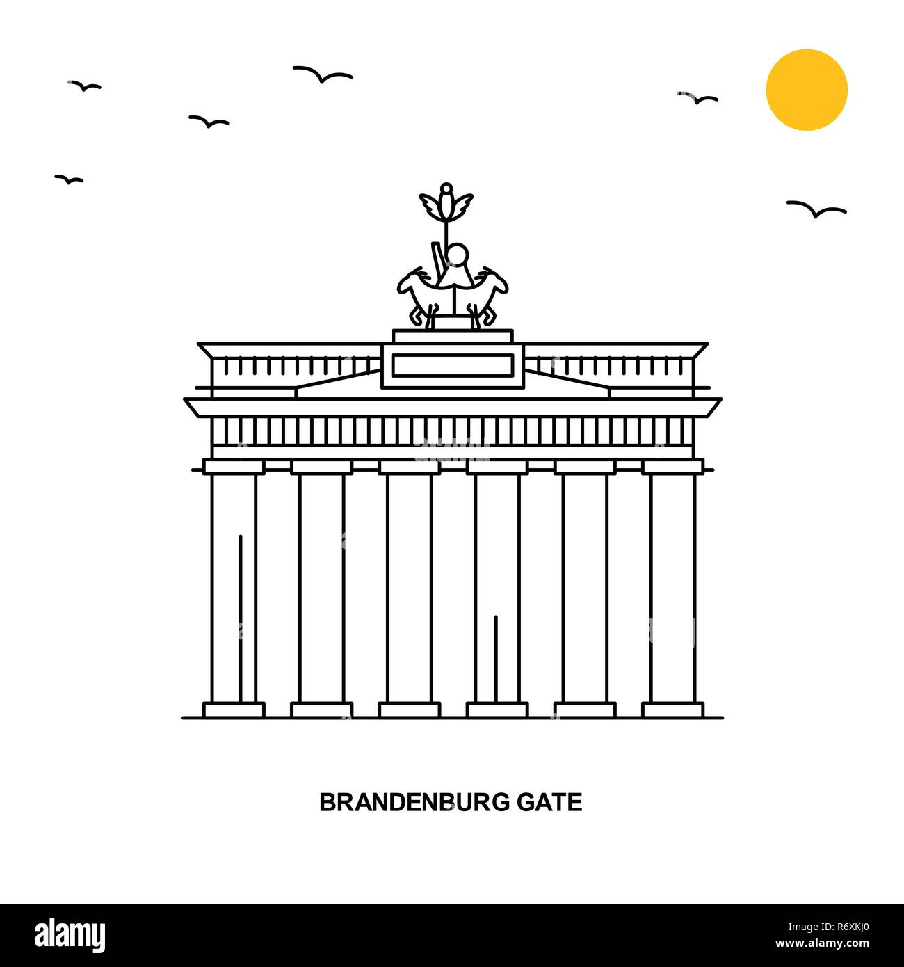 Brandenburger Tor Denkmal. World Travel natürlichen Hintergrund in Linienstil Stock Vektor