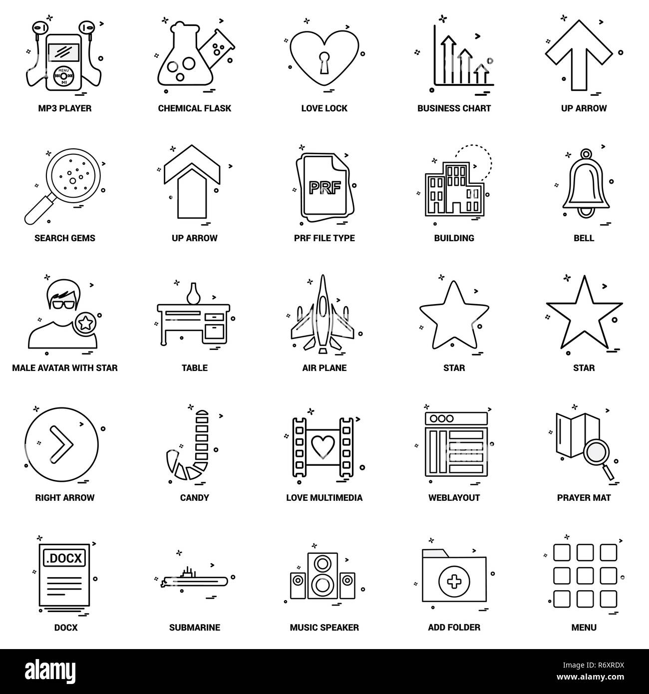 25 Geschäftskonzept Mix Line Icon Set Stock Vektor