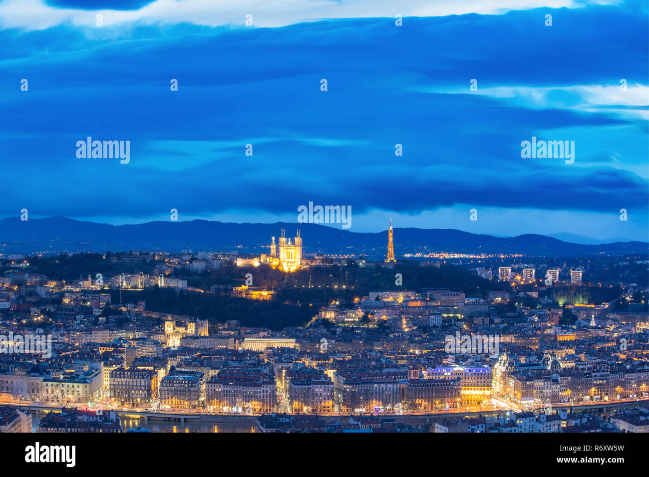 Nacht Altstadt von Lyon, Frankreich Stockfoto