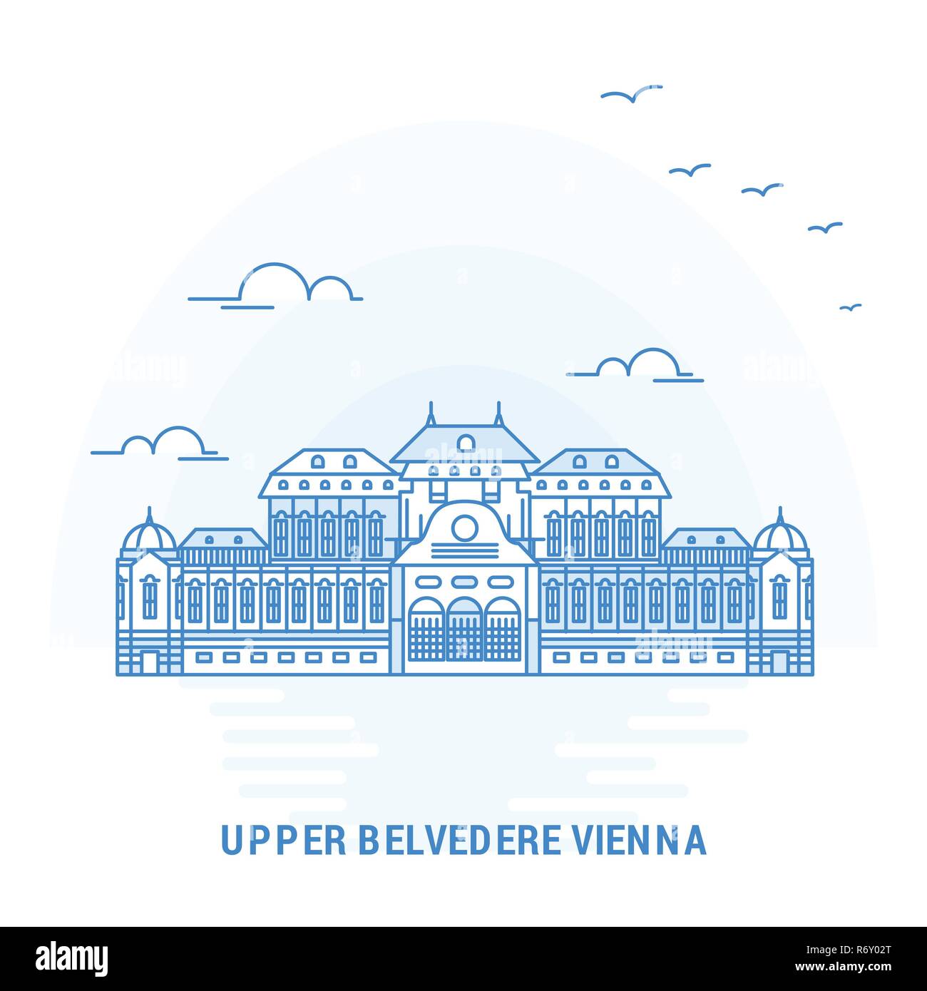 Obere Belvedere Wien Blauer Meilenstein. Kreative Hintergrund und Plakat Vorlage Stock Vektor